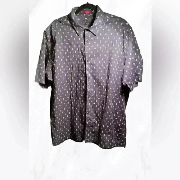 Ted Baker Men's Ginton casual button down Diamond Gio Short Sleeve Navy Shirt 6 - Picture 2 of 5